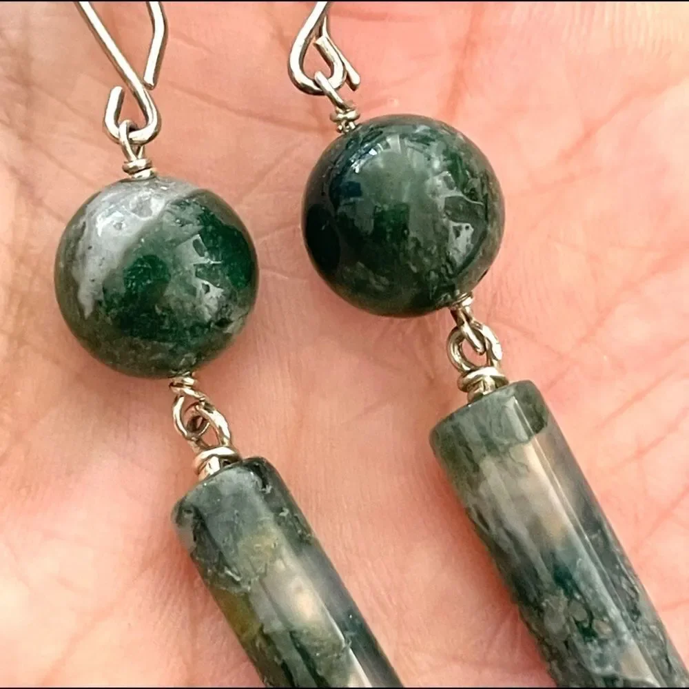 Green moss agate earrings
